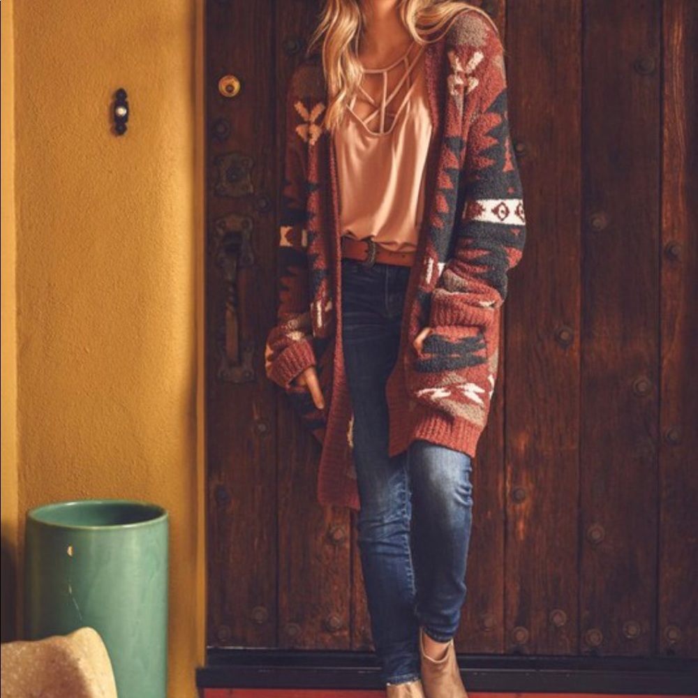 Rustic Patterned Women's Cardigan - image 2